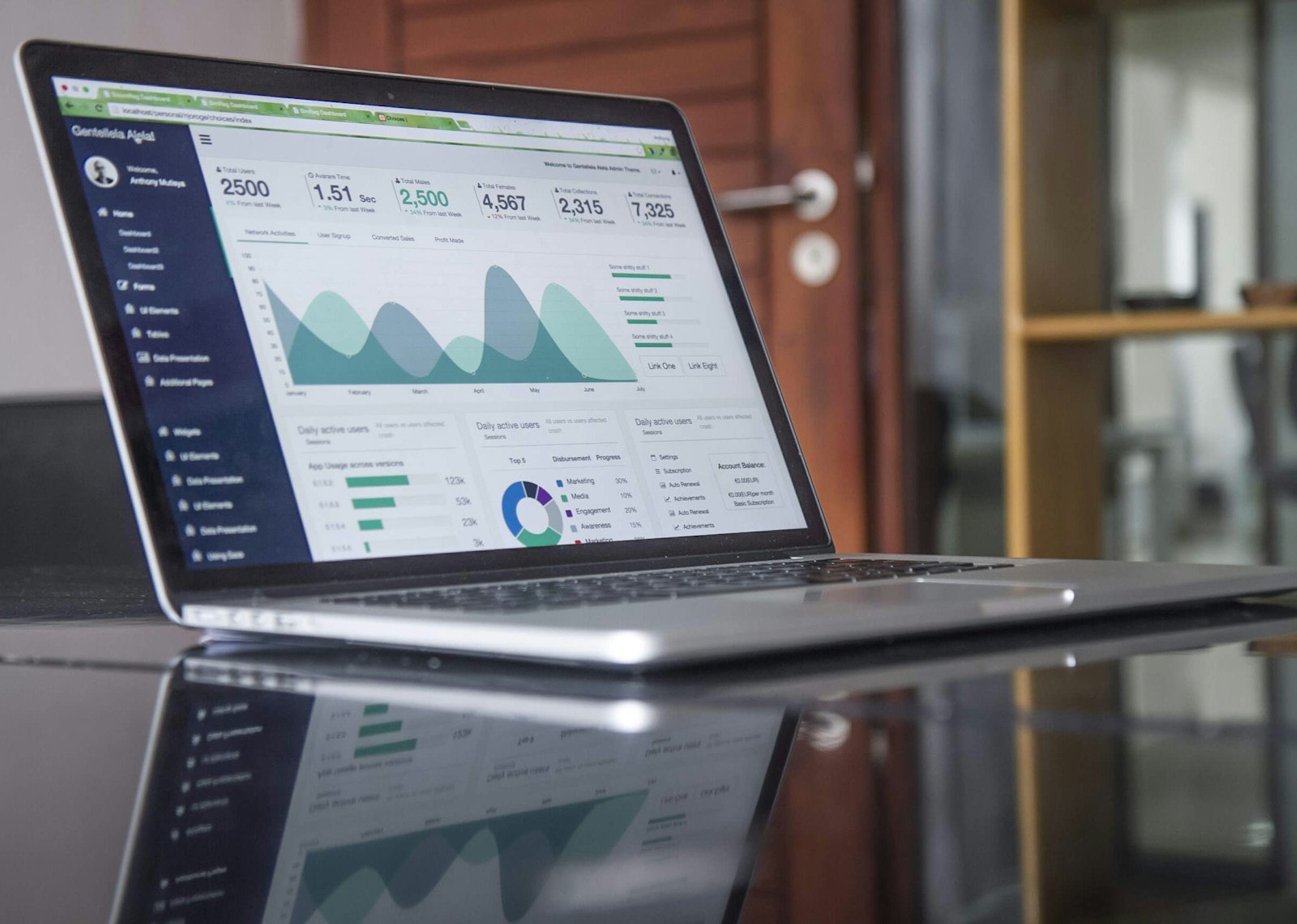 Analytics dashboard and business growth charts — SaaS website builder and operations